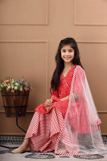 Girls Pure Cotton Bandhani Sustainable Sharara Set